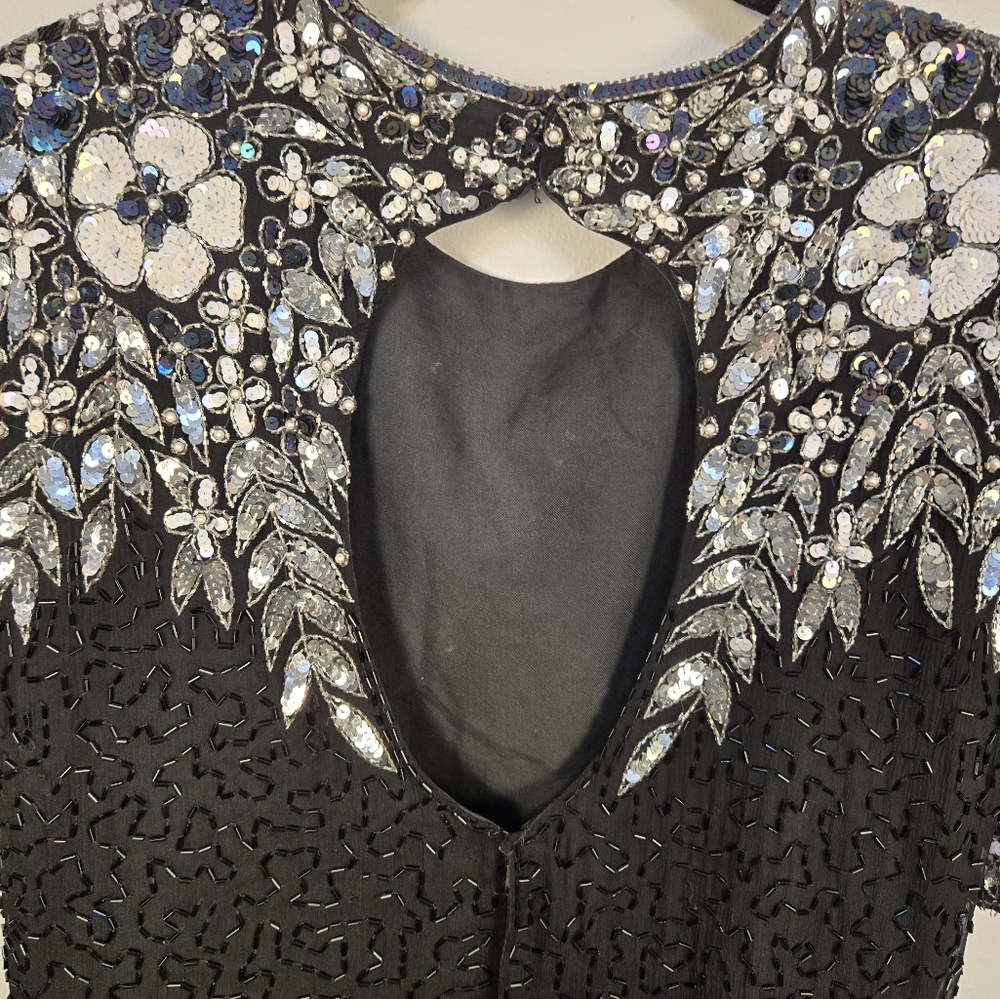 Stenway Black Beaded Short Sleeve Dress - Picture 5 of 6